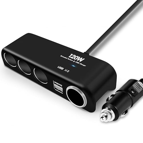 Caricabatteria Da Auto A 4 Vie, Splitter, Adattatore Di Alimentazione Con Presa Multipla, 2.4 A, Doppia Usb, 12 V-24 V, Accendisigari