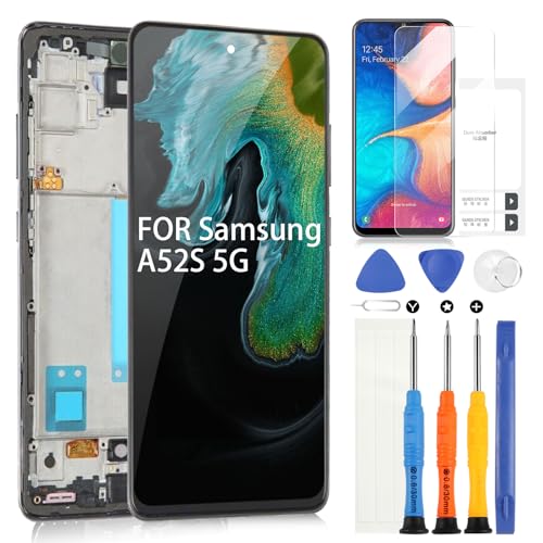 Oled Schermo Per Samsung Galaxy A52S 5G Display Per Galaxy A52S 5G A528B Sm-A528B/Ds Lcd Display Touch Screen Assembly Con Riparazione Kit(6.5", Nero 