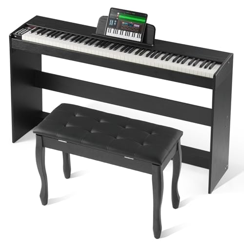 Vevor Pianoforte Digitale Con 88 Tasti Completamente Pesati, Tastiera Elettrica Set Pianoforte Con Doppia Tastiera, Altoparlanti, Doppia Panca, Pianof
