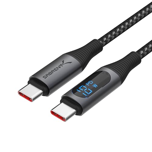 Sabrent Cavo Da Usb-C A Usb-C Con Smart Display [1M], E-Marker Chip, Ricarica Da 100W E Velocità Di Trasferimento Dati Di 480Mbps Per Telefoni, Laptop
