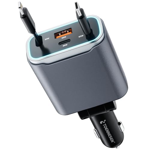 Caricatore Per Auto Retrattile, Caricatore Rapido Per Telefono Da 131 W, Adattatore Per Accendisigari Usb 4 In 1 Con Cavo Usb-C Da 65 W, Compatibile C