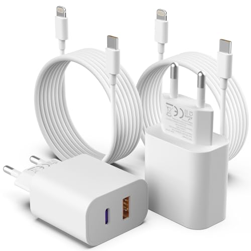 Mfi Certified] Caricatori Apple Rapidi Per Iphone A 2 Porte Con Usb-C E Usb-A, 2 Confezioni Da 20 W Usb C E Cavo Di Ricarica Rapida Per Iphone 14 Pro 
