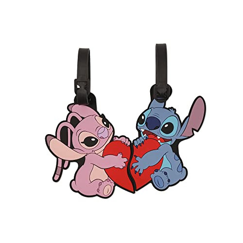 Disney Lilo And Stitch - Set Di 2 Etichette Per Bagagli, Colore: Blu, Rosa E Rosso