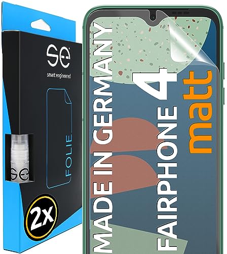 Smart Engineered S.E Per Fairphone 4 Pellicola Protettiva Antiriflesso – 2 Pellicole In Set Tedesco Fairphone 4 Pellicola Opaca, Fairphone 4 Pellicola