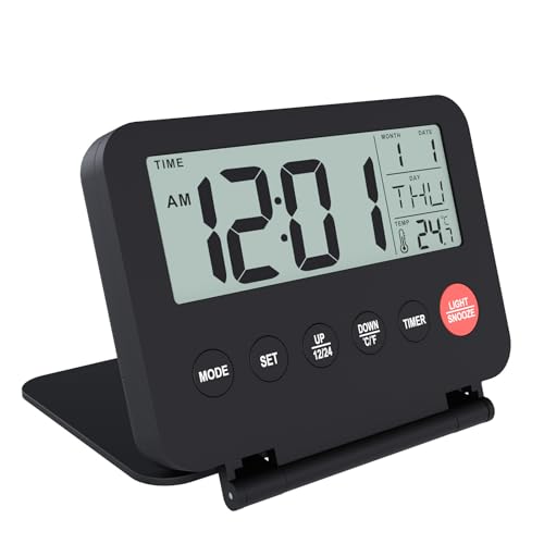 Mmobiel Piccola Sveglia Digitale Da Viaggio A Batteria Sveglia Portatile Da Viaggio - Orologio Digitale, Sveglia, Timer, Snooze, Temperatura E Retroil