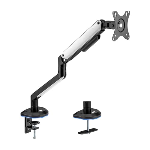 Aisens - Dt32Tsr-295 - Supporto Da Tavolo Rgb Gaming Contrappeso Girevole E Inclinabile Per Monitor/Tv 9 Kg (3 Pin, 1 Braccio) Da 17-32, Nero-Bianco