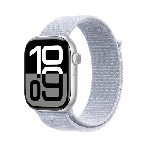 Apple Watch Series 10 Gps 46 Mm Smartwatch Con Cassa In Alluminio Argento E Sport Loop Nuvola Azzurra - One Size. Fitness Tracker, App Ecg, Display Re