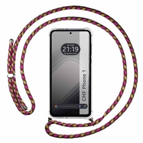 Tumundosmartphone Custodia A Sospensione Trasparente Per Nothing Cmf Phone 1 Con Cordino Rosa/Oro