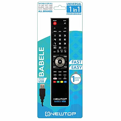 N Newtop Telecomando Babele Allin1 Universale Per Televisori Tv Sat Lettori Dvd Aux Vcr Hdd Hi-Fi Proiettore Programmabile Tutti Da Pc Usb Continuo Ag