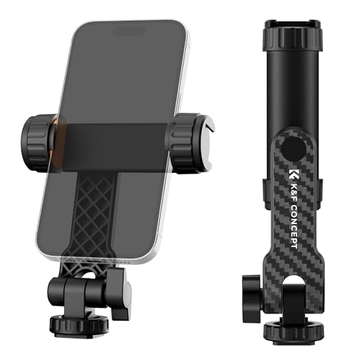 K&F Concept Clip Per Cellulare, Supporto Per Cellulare Per Treppiede Con 2 Cold Shoe, Adattatore Per Smartphone Per Iphone 15/14/13 Android, Regolazio