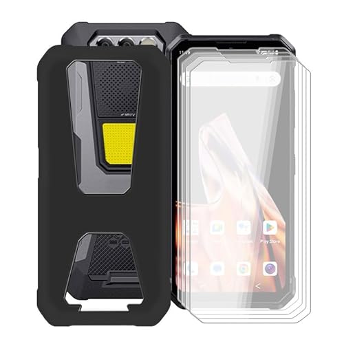 Zxlzkq Custodia Per Fossibot F106 Pro (6.58") + 4 Pcs Pellicola Vetro Temperato, Ultra Sottile Antiurto Tpu Protettiva Case Morbida Silicone Nero Cove