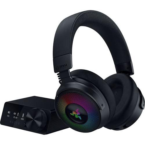 Razer Kraken V4 Pro - Cuffie Da Gioco Wireless Con Hub Di Controllo - Razer Sensa Hd Haptics (Hub Di Controllo Oled, Driver Triforce Da 40 Mm, Razer H