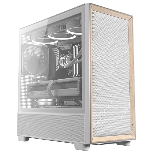 Antec Flux Wood White, 5 Ventole Pwm Incluse, Pannello Frontale Ad Alto Flusso D'Aria Con Legno Di Betulla, Type-C, Radiatore Da 420 Mm E Supporto Per