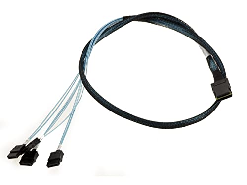 Kalea-Informatique Cavo Sas Minisas Sff-8087 A 4 Connettori Sata. Lunghezza 80 Cm, Sff8087 Mini-Sas Interno A 26 Pin, 7 Pin Sata