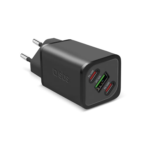Sbs Caricatore Multiporta 140W, 2 Porte Usb-C, 1 Porta Usb-A, Gan, Power Delivery, Compatto, Ideale Per Smartphone Android, Iphone, Tablet, Macbook, L