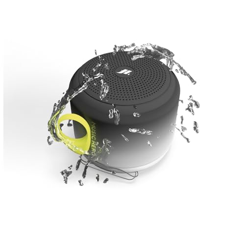 Music Hero Speaker Cassa Wireless, 3 Watt, Water Resistant Ipx4, Con Laccetto, Microfono, Tasti Multifunzione, Bianco E Nero