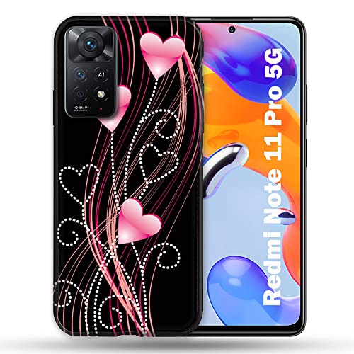 Cover Per Xiaomi Redmi Note 11 Pro / 11 Pro 5G Amore Cuore Rosa Su Nero