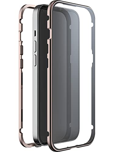 White Diamonds - Custodia In Vetro A 360 Gradi, Adatta Per Apple Iphone 14 Pro, Trasparente, Chiusura Magnetica (Trasparente Con Cornice Dorata)