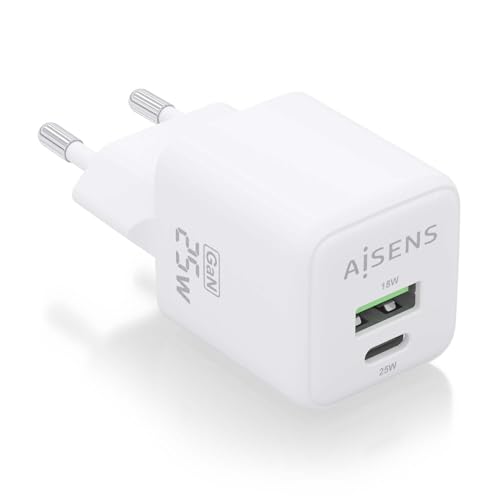 Caricatore Aisens Gan 25 W 1Xusb-C Pd3.0 Qc4.0 1Xusb-A Qc3.0 Bianco