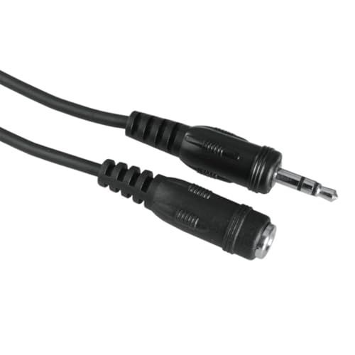 Hama Prolunga Jack Da 3,5 Mm Maschio A Presa Jack Da 3,5 Mm (Cavo Mini Jack Da 3,5 Mm, 2,5 M, 2 Nuclei, Cestino), Colore: Nero