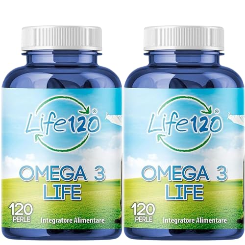 Life 120 - Omega 3 Life - 120 Perle - Integratore Alimentare A Base Di Olio Di Pesce, Ricco Di Acidi Grassi Omega 3, In Particolare Epa E Dha - Confez