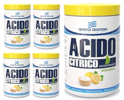 Chemica Solutions - Acido Citrico Monoidrato Ecologico Multifunzione, Detersivo Pavimenti, Pulizia Calcare Lavatrice,Brillantante Decalcificante,Acido