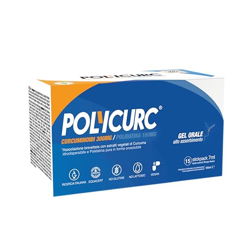 Polycurc Gel Con Curcumina E Polidatina, Stick-Pack Alto Dosaggio Veloce Assorbimento, Ricerca Italiana Brevettata Nel Mondo: Una Soluzione Naturale P