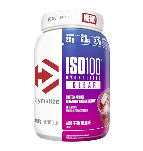 Dymatize Iso 100 Hydrolyzed Clear Wild Berry Lollipop 900G Proteine Del Siero Di Latte Chiare In Polvere Idrolizzate E Isolate