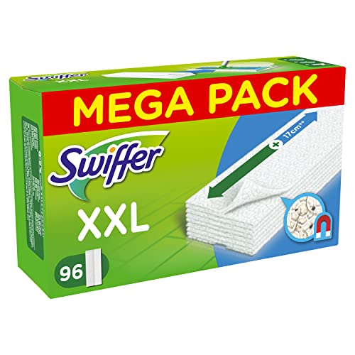 Swiffer Panni Catturapolvere Casa, 96 Panni Microfibra Dry, Panni Xxl Cattura Polvere E Sporco, Ottimo Per Tutti I Tipi Di Pavimenti E Per I Peli Di A