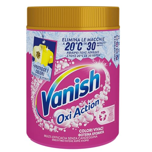 Vanish Oxi Action Multipower Polvere Rosa, Smacchiatore Per Capi Colorati, 1 Confezione Da 1Kg Di Smacchiatore Per Bucato, Additivo Lavatrice Multiazi