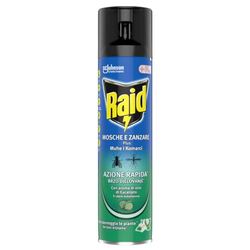 Raid Mosche E Zanzare Spray Fiori D'Arancio Insetticida, Antizanzare E Antimosche, Azione Rapida, 1 Confezione Da 400 Ml