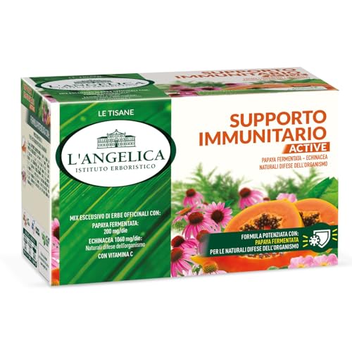 L'Angelica, 1 Astuccio Da 18 Filtri Di Tisane Supporto Immunitario Active, Infuso Antiossidante Funzionale Con Papaya Fermentata, Per La Difesa Dell'O