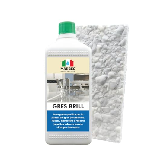 Marbec Gres Brill 1Lt + Tampone In Melamina Detergente Specifico Per La Pulizia Del Gres Porcellanato. Pulisce, Disincrosta E Rallenta La Patina Calca