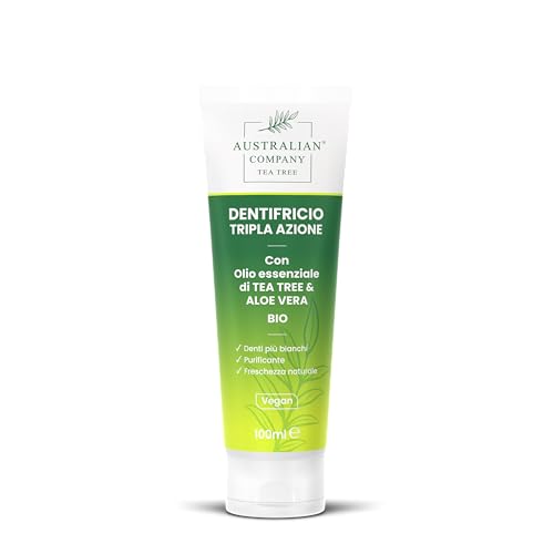 Dentifricio Tripla Azione In Gel Con Tea Tree Oil E Aloe Vera Biologici, Per Un’Igiene Orale Quotidiana 100 Ml