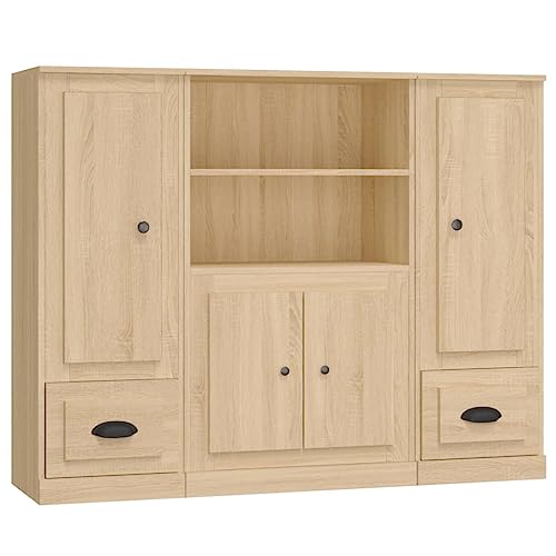Vidaxl Credenze 3 Pz Rovere Sonoma In Legno Multistrato
