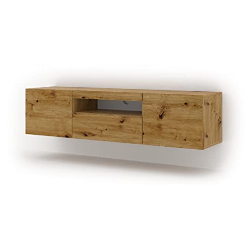 Aura, Mobile Lowboard Per Tv Da 150 Cm, Da Appendere O Da Posizionare In Verticale, Universale, Mobile Hi-Fi, Mobile Per Televisore (Rovere Artigianal