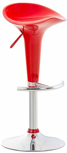 Clp Sgabello Design Saddle In Plastica I Sgabello Penisola Cucina Con Poggiapiedi I Sgabello Girevole Regolabile Alt. 60-81 Cm, Colore:Rosso