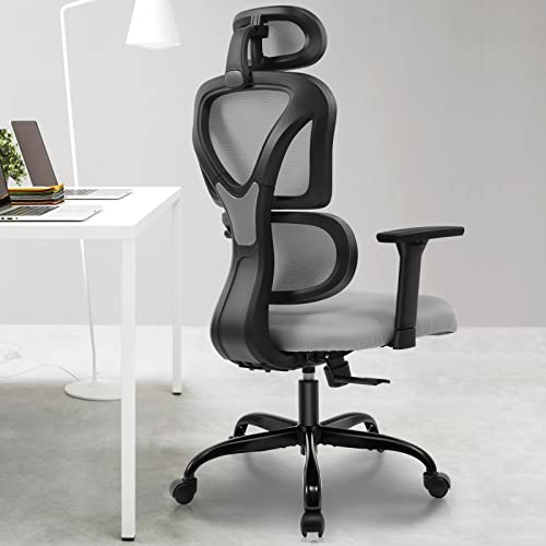 Kerdom Sedia Da Ufficio Ergonomica, Poltrona Ufficio Con Braccioli Pieghevoli E Poggiatesta Oscillante, Poltrona Girevole Con Supporto Lombare
