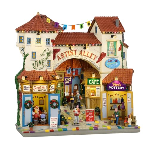 Lemax Edificio Illuminato Led "Artist Alley" In Resina H27.5 X 27.2 X 9.6 Cm