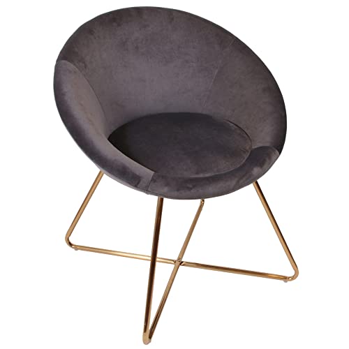 Home Deco Factory Silla Gris C/Patas Metal, Polyester, Grigio, 64 X 62.5 X 74 Cm