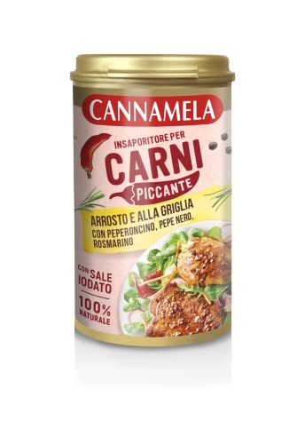 Cannamela, Linea Insaporitori, Insaporitore Per Carni Piccante, Confezione Da 90G, Con Peperoncino, Rosmarino, Pepe Nero E Sale, 100% Naturale, Ideale