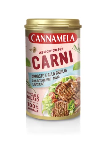 Cannamela, Linea Insaporitori, Insaporitore Per Carni, Confezione Da 90 G, Con Rosmarino, Aglio, Basilico E Sale, 100% Naturale, Ideale Per Carni Arro