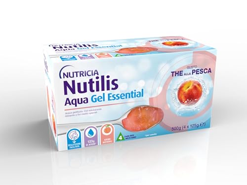 Nutilis Aqua Gel Essential - Alimento A Fini Medici Speciali Per La Gestione Dietetica Della Disfagia, Acqua Gelificata Senza Zucchero, Glutine E Latt