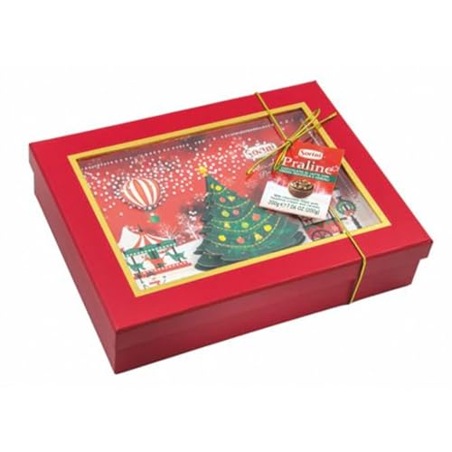 Sorini Scatola 3D Christmas Box Con Praline Di Cioccolato Al Latte Con Crema Alla Nocciola E Cereali 250 Gr Ideali Come Regalo Durante Le Festività