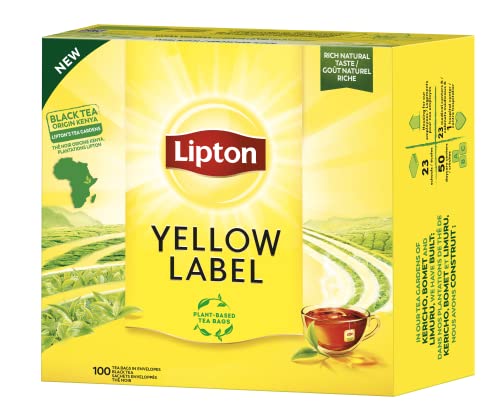 Lipton, Tè Nero Classico, Con Ingredienti 100% Naturali, Gusto Intenso Ed Equilibrato, Ideale Per Tutte Le Occasioni, Yellow Label, Confezione Di Cart