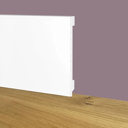 Battiscopa Zoccolino Bianco Squadrato Passacavo 100X15X2000Mm In Polimeri - Polistrutturato