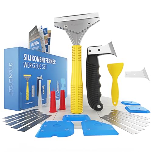 Stone Reef Set Di Attrezzi Per La Rimozione Del Silicone – Incl. Coltello Per Fughe, Squali, Grattacieli – Rimozione Silicone Fughe
