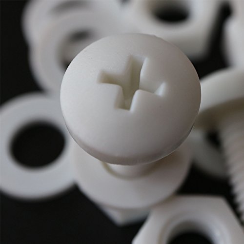 20 X Viti A Testa Arrotondata Bianchi Polipropilene (Pp) Dadi E Bulloni Di Plastica, M8 X 20Mm, Rondelle