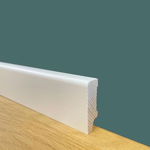 Battiscopa Zoccolino In Legno Massello Di Abete 40X12 Squadrato Bianco