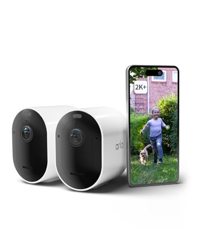 Arlo Pro 5 Telecamera Wifi Esterno Senza Fili, Telecamera Wifi Interno, 2K Hdr, Sirena Allarme Casa, Sensore Di Movimento, Visione Notturna Colori, Pr